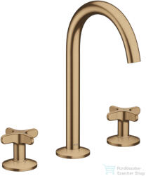 Hansgrohe AXOR ONE 170 3 üléses mosdó csaptelep, klik-klak leeresztővel, szálcsiszolt bronz 48040140 (48040140)