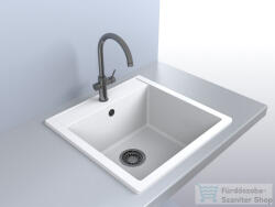 LunArt Aragorn 510 50, 9x49, 5 cm-es öntött gránit mosogató medence szifon nélkül, Pearl white 5999123000057 (5999123000057)