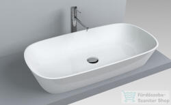 LunArt Salem 80x40 cm-es pultra ültethető öntöttmárvány mosdó csaplyuk és túlfolyó nélkül, fényes fehér 5999123005557 (5999123005557)