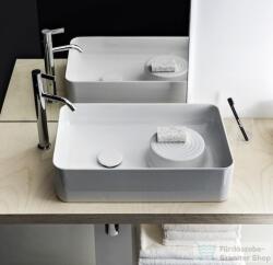 Laufen Val SaphirKeramik 55x36 cm-es mosdótál félig száraz zónával, csaplyuk és túlfolyó nélkül, LCC bevonattal, fehér H8122824001121 (H8122824001121)
