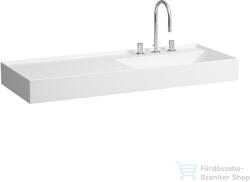 Laufen Kartell By Laufen 120x46 cm-es mosdó, bal oldali polccal, 3 csaplyukkal, LCC bevonattal, fehér H8133334001581 (H8133334001581)