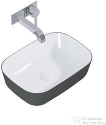 AREZZO design Reni pultra ültethető mosdó 46x33 cm, fényes fehér/matt antracit AR-146113 (AR-146113) - furdoszoba-szaniter