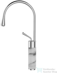 INVENA STONE magasított mosdó csaptelep leeresztő nélkül, fehér márvány hatású/króm BU-03-W02-V (BU-03-W02-V)