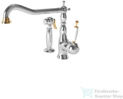Bugnatese OXFORD álló mosogató csaptelep kihúzható zuhanyfejes szettel, króm/arany 6384CRDO (6384CRDO)