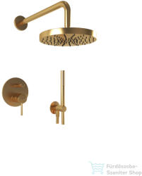 Bugnatese Kline falsík alatti komplett zuhanyrendszer 22, 5 cm-es esőztetővel, belső egységgel, zuhanyszettel, szálcsiszolt arany 5774OS (5774OS)