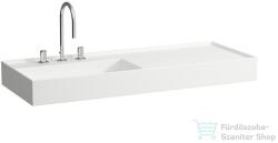 Laufen Kartell By Laufen 120x46 cm-es mosdó, jobb oldali polccal, 3 csaplyukkal, LCC Active bevonattal, fehér H813332A001581 (H813332A001581)