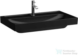 Laufen MEDA 80x46 cm-es falra/bútorra szerelhető csiszolt aljú mosdó túlfolyó nélkül, matt fekete H8161177161111 (H8161177161111)