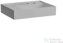 Laufen Kartell By Laufen 60x46 cm-es 2 csaplyukas mosdó bal oldali polccal, speciálisan fedett lefolyóval, matt szürke H8103357598151 (H8103357598151)