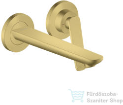 Hansgrohe AXOR Citterio C falsík alatti mosdó csaptelep 19, 3 cm-es kifolyóval, nem zárható leeresztővel, rombuszmetszéses fogantyúval, alaptest nélkül, szálcsiszolt sárgaréz hatású 49111950 (49111950)