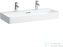 Laufen Val SaphirKeramik 95x42 cm-es mosdó 2 csaplyukkal, LCC Active bevonattal, fehér H810287A001071 (H810287A001071)