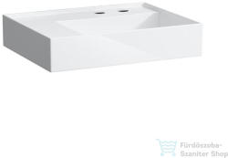 Laufen Kartell By Laufen 60x46 cm-es 2 csaplyukas mosdó bal oldali polccal, speciálisan fedett lefolyóval, LCC Active bevonattal, fehér H810335A008151 (H810335A008151)