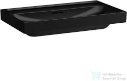 Laufen MEDA 80x46 cm-es falra/bútorra szerelhető csiszolt aljú mosdó csaplyuk nélkül, matt fekete H8161177161091 (H8161177161091)