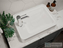LunArt Jaxon 380 51, 9x38 cm-es pultra ültethető öntöttmárvány mosdó túlfolyó nélkül, fényes fehér 5999123006073 (5999123006073)