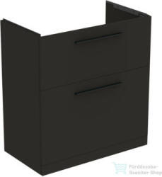 Ideal Standard I. LIFE A 80x44 cm-es 2 fiókos álló szekrény mosdó és fogantyú nélkül, Carbon grey matt T5274NV (T5274NV)