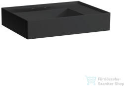 Laufen Kartell By Laufen 60x46 cm-es 2 csaplyukas mosdó jobb oldali polccal, speciálisan fedett lefolyóval, matt fekete H8103347168151 (H8103347168151)