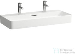 Laufen Val SaphirKeramik 95x42 cm-es csiszolt aljú mosdó 2 csaplyukkal, LCC Active bevonattal, fehér H816287A001071 (H816287A001071)