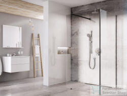 RAVAK Walk-In Corner 110x80 cm-es zuhanyfal 120 cm-es merevítővel, fekete/transparent GW1CD430SZ1 (GW1CD430SZ1)