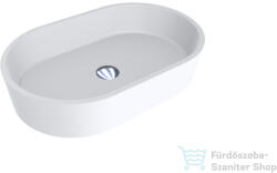 LunArt Melody 55x35, 1 cm-es beépíthető öntöttmárvány mosdó csaplyuk és túlfolyó nélkül, matt fehér 5999123004864 (5999123004864)