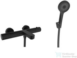 kielle Oudee termosztátos kádtöltő csaptelep, zuhanyszettel, matt fekete 10302SNT14 (10302SNT14)