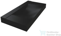 LunArt Kelly 1000 100x48 cm-es pultra ültethető öntöttmárvány mosdó túlfolyó nélkül, fekete kvarc 5999123006257 (5999123006257)