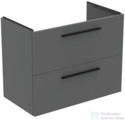Ideal Standard I. LIFE A 80x44 cm-es 2 fiókos fali alsószekrény mosdó és fogantyú nélkül, Quartz grey matt T5256NG (T5256NG)