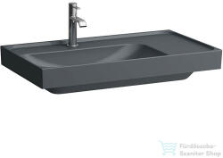 Laufen MEDA 80x46 cm-es falra/bútorra szerelhető mosdó túlfolyó nélkül, jobb oldali pulttal, matt grafit H8171167581111 (H8171167581111)