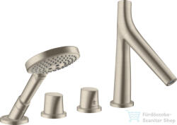 Hansgrohe Axor Starck Organic 4 üléses peremre szerelhető termosztátos kádtöltő csaptelep, szálcsiszolt nikkel 12425820 (12425820)