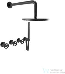 Bugnatese MILLENOVECINQUANTA falsík alatti zuhanyrendszer 22, 5 cm-es esőztetővel, belső egységgel, zuhanyszettel, matt fekete 4527NE (4527NE)