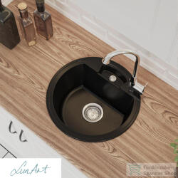 LunArt Carl 44, 6 cm-es öntött gránit mosogató medence szifon nélkül, Fekete 5999861632985 (5999861632985)