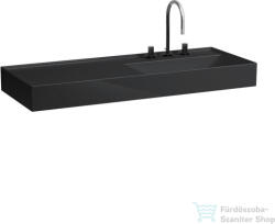 Laufen Kartell By Laufen 120x46 cm-es mosdó, bal oldali polccal, 3 csaplyukkal, fényes fekete H8133330201581 (H8133330201581)
