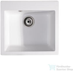 LunArt Lily 48, 5x44 cm-es öntött gránit mosogató medence szifon nélkül, Fehér 5999861632091 (5999861632091)