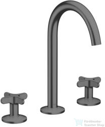 Hansgrohe AXOR ONE 170 3 üléses mosdó csaptelep, klik-klak leeresztővel, szálcsiszolt fekete króm 48040340 (48040340)