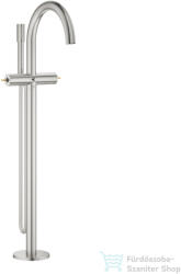 GROHE ATRIO PRIVATE szabadon álló kádtöltő csaptelep fogantyú és alaptest nélkül, zuhanyszettel, Supersteel 25227DC0 (25227DC0)