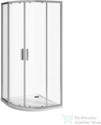 Jika NION 100x100 cm-es tolóajtós, íves zuhanykabin, átlátszó üveggel, fényes ezüst profillal, H2532N30026681 (H2532N30026681)