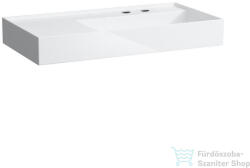 Laufen Kartell By Laufen 90x46 cm-es mosdó 2 csaplyukkal, túlfolyó nélkül, bal oldali polccal, LCC bevonattal, fehér H8103394008151 (H8103394008151)
