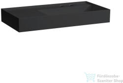 Laufen Kartell By Laufen 90x46 cm-es mosdó 2 csaplyukkal, túlfolyó nélkül, bal oldali polccal, matt fekete H8103397168151 (H8103397168151)