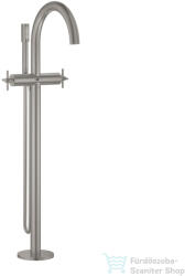 GROHE ATRIO szabadon álló kádtöltő csaptelep zuhanyszettel, alaptest nélkül, Supersteel 25272DC0 (25272DC0)