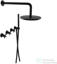 Bugnatese RODOS falsík alatti zuhanyrendszer 22, 5 cm-es esőztetővel, belső egységgel, zuhanyszettel, matt fekete 7327NE (7327NE)