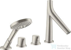 Hansgrohe Axor Starck Organic 4 üléses peremre szerelhető termosztátos kádtöltő csaptelep, rozsdamentes acél hatású 12425800 (12425800)