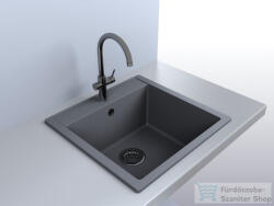 LunArt Aragorn 510 50, 9x49, 5 cm-es öntött gránit mosogató medence szifon nélkül, szürke 5999861632602 (5999861632602)