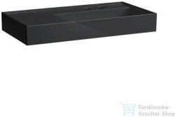 Laufen Kartell By Laufen 90x46 cm-es mosdó 2 csaplyukkal, túlfolyó nélkül, bal oldali polccal, fényes fekete H8103390208151 (H8103390208151)