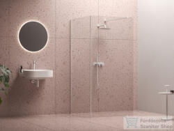 RAVAK Walk-In Corner 110x80 cm-es zuhanyfal 120 cm-es merevítővel, fehér/transparent GW1CD4E0SZ1 (GW1CD4E0SZ1)