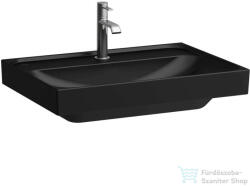Laufen MEDA 65x46 cm-es falra/bútorra szerelhető csiszolt aljú mosdó túlfolyó nélkül, matt fekete H8161147161111 (H8161147161111)