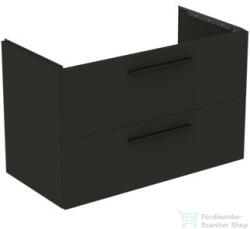 Ideal Standard I. Life B 100x50, 5 cm-es 2 fiókos fali szekrény mosdó és fogantyú nélkül, Carbon grey matt T5276NV (T5276NV)