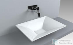 LunArt Logan 55, 5x41, 7 cm-es pultra ültethető öntöttmárvány mosdó csaplyuk és túlfolyó nélkül, fényes fehér 5999123004123 (5999123004123)