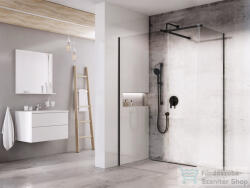 RAVAK Walk-In Double Wall 160-210x90 cm-es zuhanyfal 120 cm-es merevítővel, fekete/transparent GW9WA0300Z1SET10090 (GW9WA0300Z1SET10090)