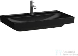 Laufen MEDA 80x46 cm-es falra/bútorra szerelhető mosdó túlfolyó nélkül, matt fekete H8101177161111 (H8101177161111)