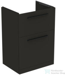 Ideal Standard I. LIFE A 60x44 cm-es 2 fiókos álló szekrény mosdó és fogantyú nélkül, Carbon grey matt T5273NV (T5273NV)