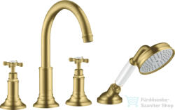 Hansgrohe AXOR MONTREUX 4 üléses épített peremre szerelhető kádtöltő csaptelep, szálcsiszolt sárgaréz hatású 16544950 (16544950)