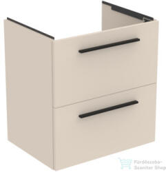 Ideal Standard I. LIFE A 60x44 cm-es 2 fiókos fali szekrény mosdó és fogantyú nélkül, Sand beige matt T5255NF (T5255NF)